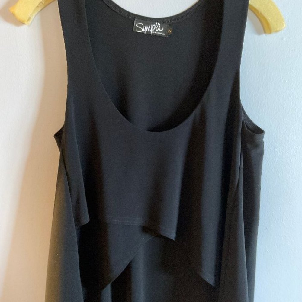 Sympli Black Top with Crop Front - 2